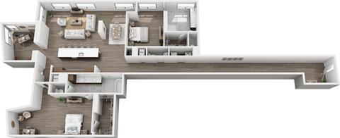 Floor plan for 2 beds, 2.5 baths, 2585 sqft